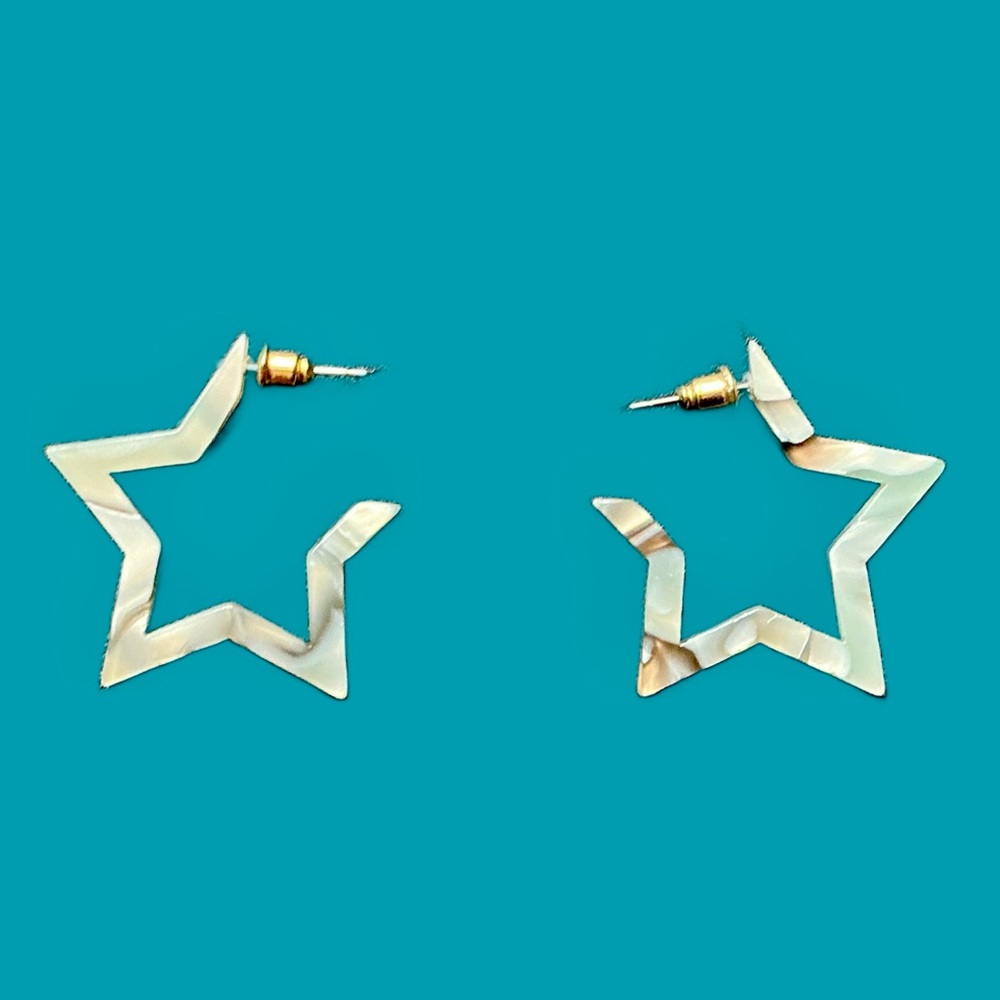 Open Star Hoop Statement Earrings